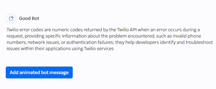 AI Chat Log with typewriter animations